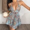 Womens Floral-Print Backless Strap Dress