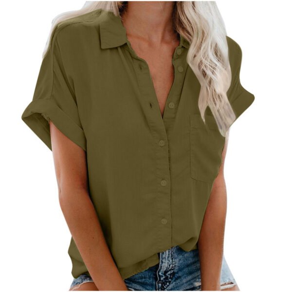 Ladies Lapel Button Shirt Summer