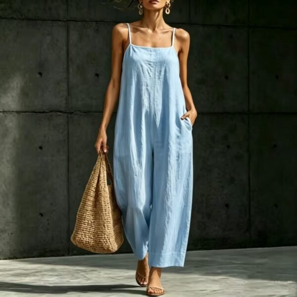 Springsummer Strap Jumpsuit Loose-fit Simple And Elegant Sleeveless