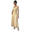 Womens Casual Floral-print V-neck Puff-sleeve Dress