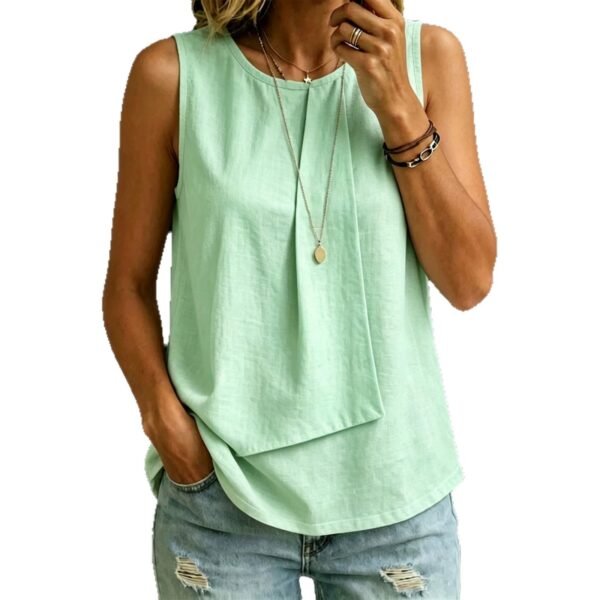 8acf9360-ce70-4925-8275-9b36b6e15e03.jpg Womens Solid-color Crew-neck Loose-fitting Sleeveless Tank Top