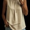 8e132ea8-947d-44b0-9306-0e74743da0db.jpg Womens Solid-color Crew-neck Loose-fitting Sleeveless Tank Top
