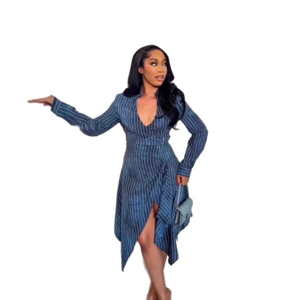 Womens Mid-length Striped Fashionable Casual Dress