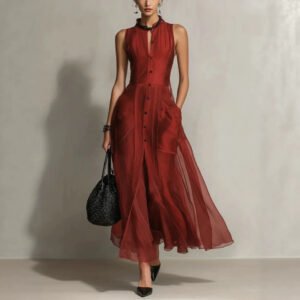 Elegant Solid-color Loose-fitting Minimalist Casual Dress