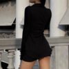Womens Long-sleeve Off-shoulder, Midriff-baring Top Paired With A Figure-hugging Skirt Set