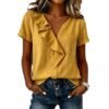 Womens Casual Short-sleeve Top With Ruffled Hem