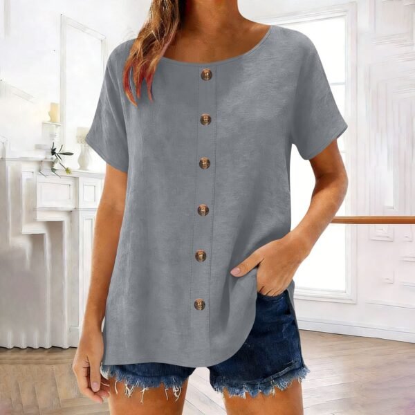 916fdea2-12b3-4721-9ffa-0272617e3530.jpg Womens Elegant And Fashionable Solid-color Round-neck Short-sleeve Top