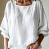 Womens Loose-fit Off-shoulder Top With Batwing Sleeves