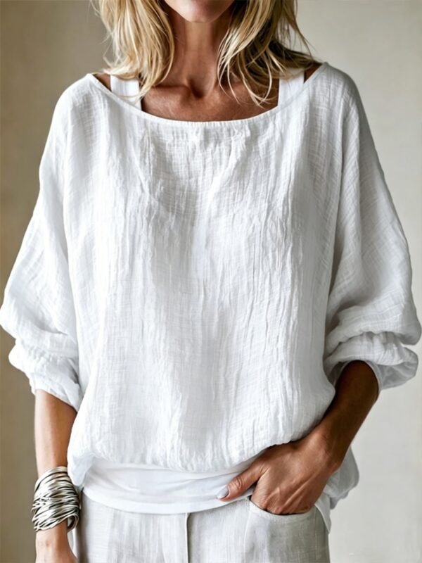 Womens Loose-fit Off-shoulder Top With Batwing Sleeves