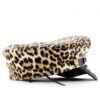 94695c79-d35a-499e-aa1f-fd550e98827a.jpg Lady Leopard-print PU Leather Bold Stud Belt Design Beret With Retro British Style Metal Fastener, Unique Edgy Girl Punk Hat, Street Style Versatile Hat