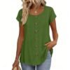 9eb4c569-0adb-4639-b7b7-75d6b4f76952.jpg Womens Elegant And Fashionable Solid-color Round-neck Short-sleeve Top