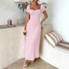 Womens Solid Color Fashionable Bandage Style Loose Dress