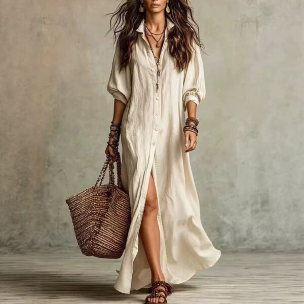 a81950a8-e711-40bb-8eb8-fd564b24164c.jpg Three-quarter-sleeve Polo Long Dress Shirt
