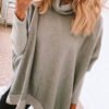 Women's High Neck Knitted Sweater Loose Sweatshirt
