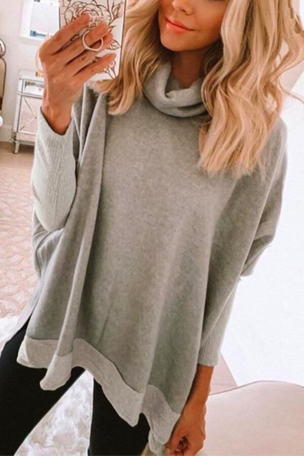 Women's High Neck Knitted Sweater Loose Sweatshirt