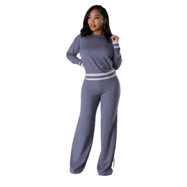 Womens Wide-Leg Casual Long Pants Set