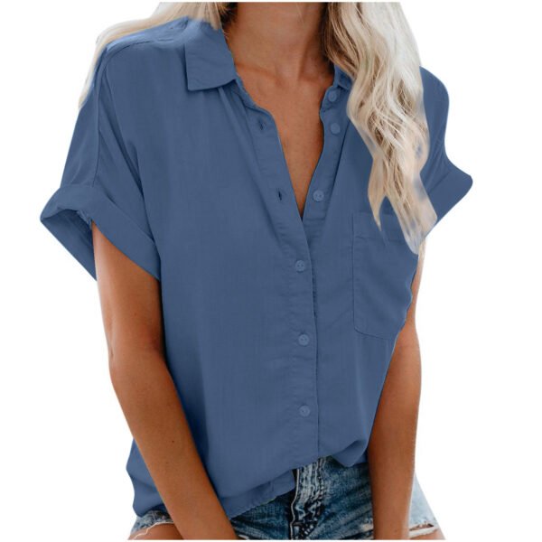 Ladies Lapel Button Shirt Summer