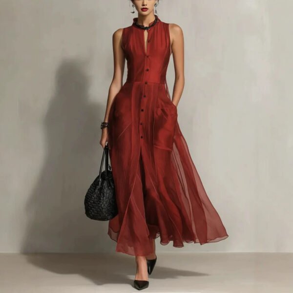 Elegant Solid-color Loose-fitting Minimalist Casual Dress
