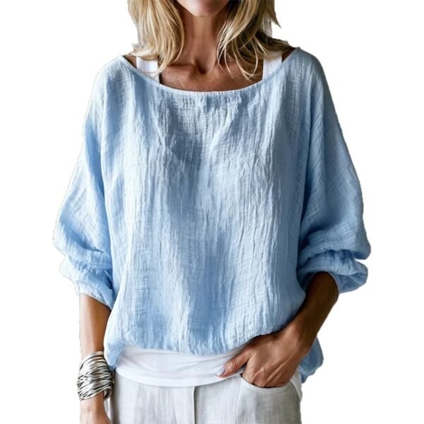 Womens Loose-fit Off-shoulder Top With Batwing Sleeves