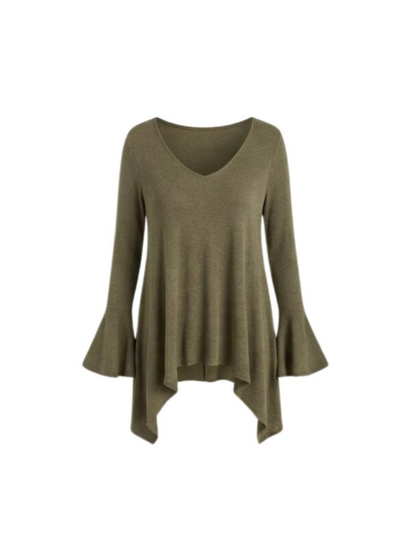 Womens Top With An Irregular Hem And Cuffs