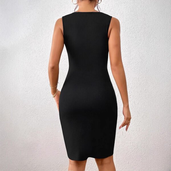 Womens Patchwork Contrasting Asymmetric Dress