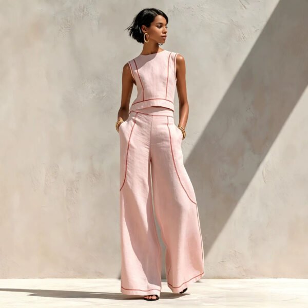 bb5cf054-03ec-453e-aeb5-07fa46b3cbda.jpg Sleeveless Color-Block Wide-Leg Pants Set Womens Summer Casual Chic Two-Piece Outfit