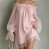 bbdf7d9e-a13c-4fb4-81af-f12a8d6efab7.jpg Off-shoulder Loose-fit Pleated Boatneck Dress