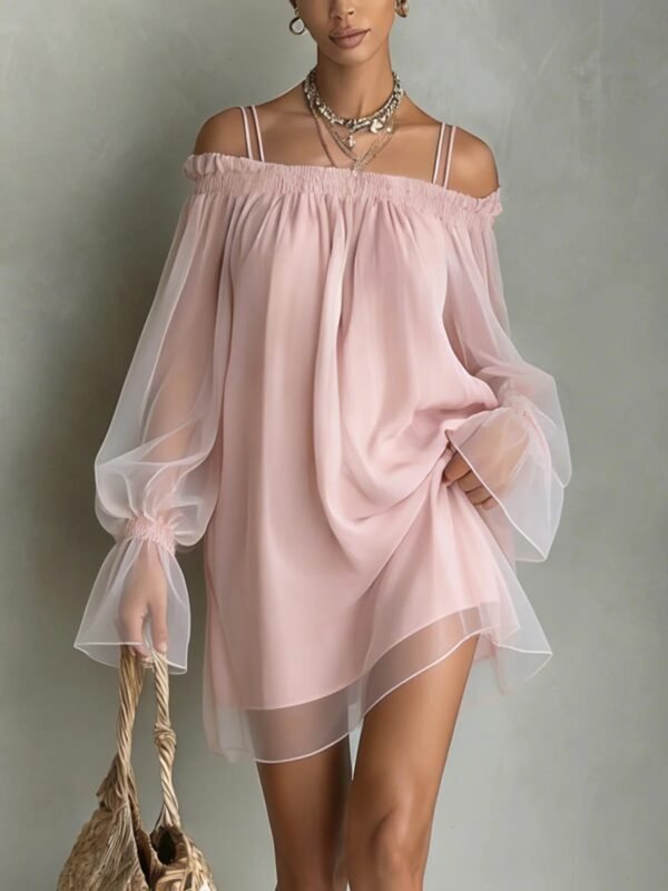 bbdf7d9e-a13c-4fb4-81af-f12a8d6efab7.jpg Off-shoulder Loose-fit Pleated Boatneck Dress