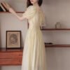 Ruffled-sleeve Waist-cinched Dress For Women