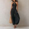Bohemian-style Backless Hollow-out Lantern-leg Jumpsuit