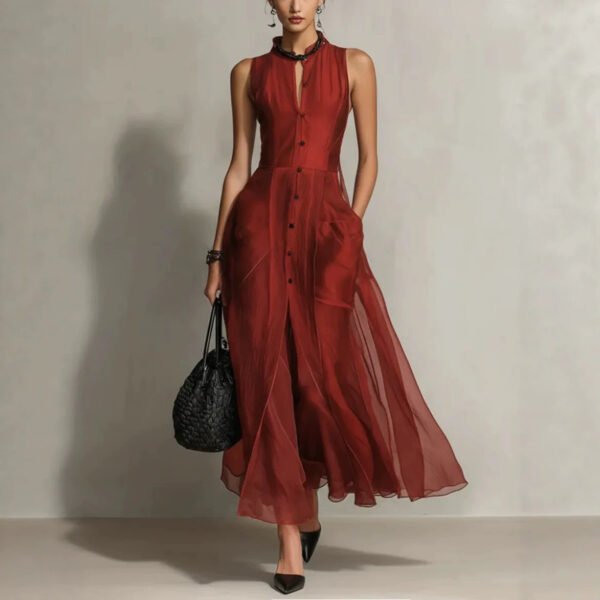 Elegant Solid-color Loose-fitting Minimalist Casual Dress