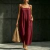 Springsummer Strap Jumpsuit Loose-fit Simple And Elegant Sleeveless