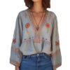 Designer-style V-neck Loose-fit Long-sleeve Top