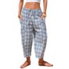 Retro Plaid Drawstring Casual Pants High-Waisted Slimming Straight-Leg Cropped Trousers