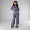 Womens Wide-Leg Casual Long Pants Set
