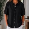 Womens Solid-color Loose-fit Casual Work Top