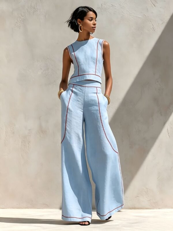 cc5820c5-67c6-41b8-949b-d12aa3bff6b5.jpg Sleeveless Color-Block Wide-Leg Pants Set Womens Summer Casual Chic Two-Piece Outfit