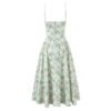 Square-neck  Structured Underwire Waist-cinching Pleated Dress