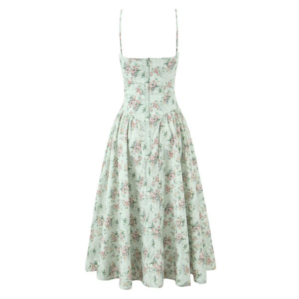 Square-neck  Structured Underwire Waist-cinching Pleated Dress