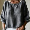 Womens Loose-fit Off-shoulder Top With Batwing Sleeves