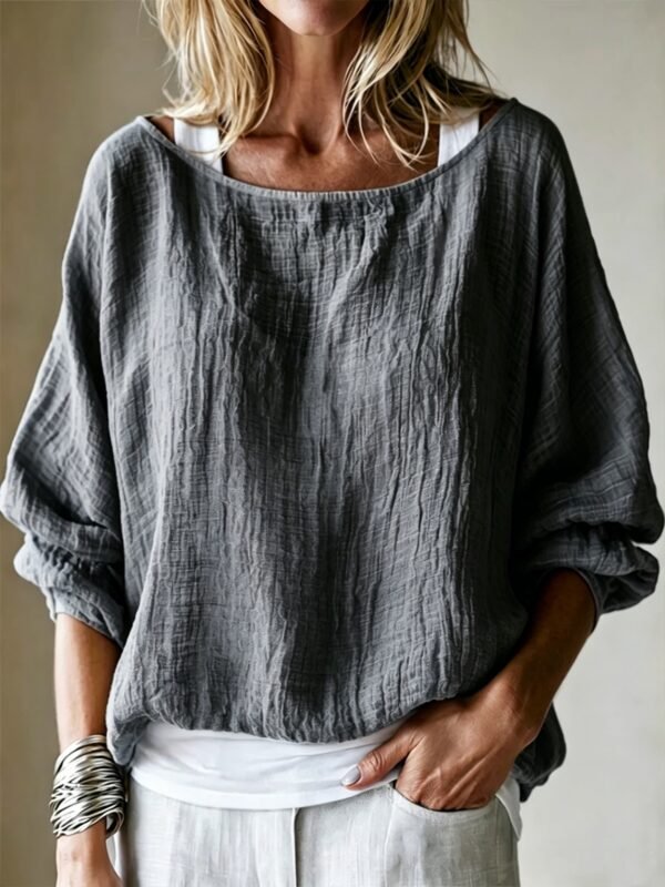 Womens Loose-fit Off-shoulder Top With Batwing Sleeves