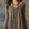 Womens Top With An Irregular Hem And Cuffs