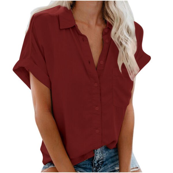 Ladies Lapel Button Shirt Summer