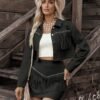 Womens Tassel Faux Suede Loose-fit Set
