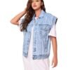 Womens Minimalist Casual Chic Denim Jacket Vest