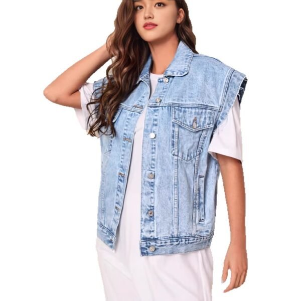 Womens Minimalist Casual Chic Denim Jacket Vest