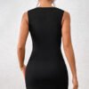 Womens Patchwork Contrasting Asymmetric Dress