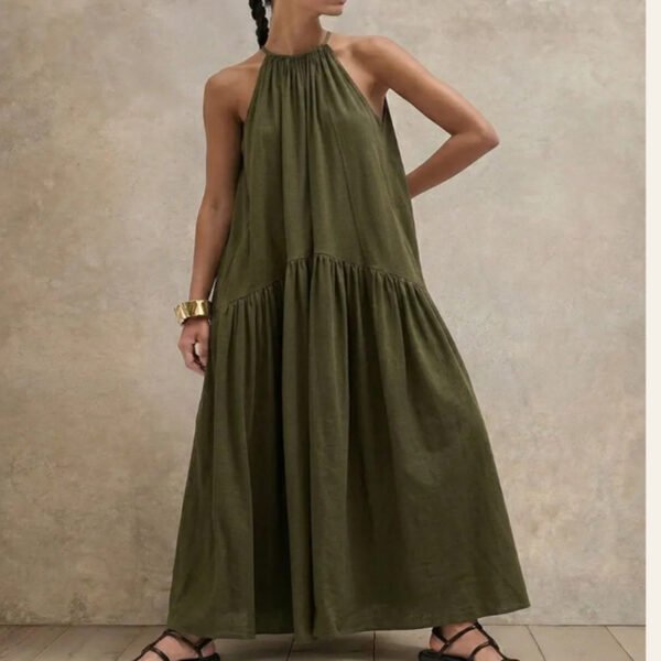 ea4e93f7-24ed-43b2-a162-220610818dda.jpg Halter-neck Sleeveless Cotton-linen Dress