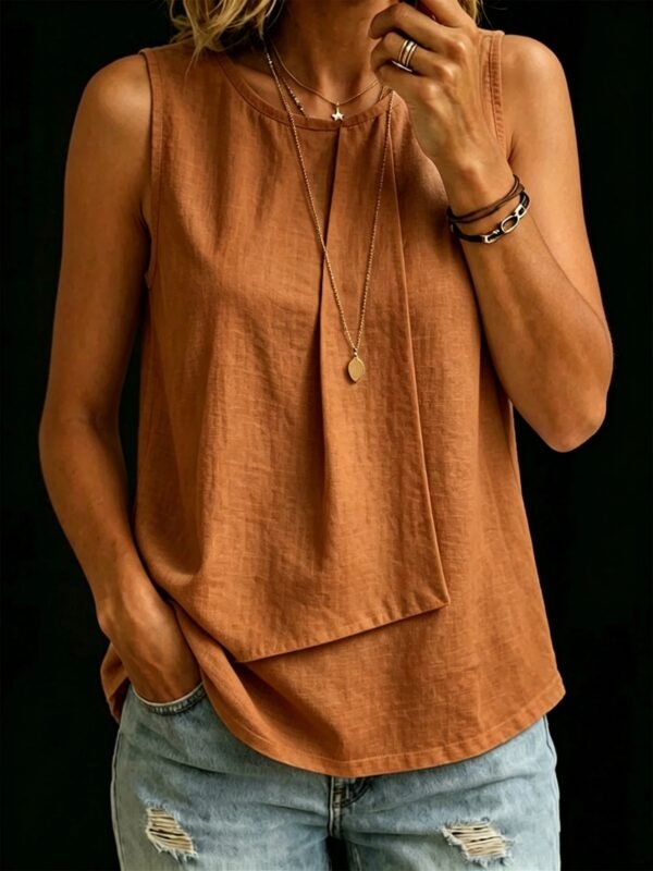 eb54b746-3550-405f-a00e-1018abdf11b5.jpg Womens Solid-color Crew-neck Loose-fitting Sleeveless Tank Top