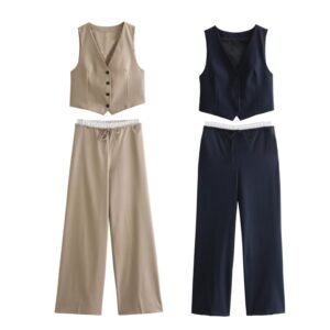 Two Sleeveless Tank Tops Sophisticated Casual Trousers